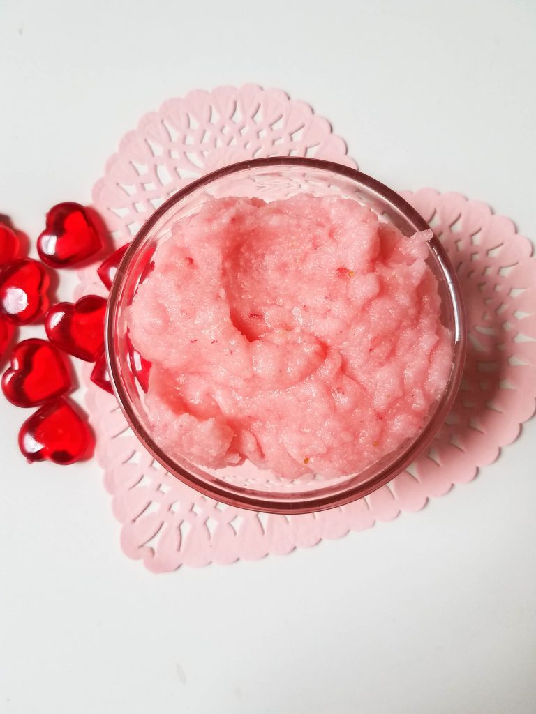 Homemade strawberry salt scrub