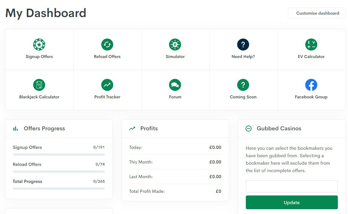 A screen shot taken from Bonus Accumulator.