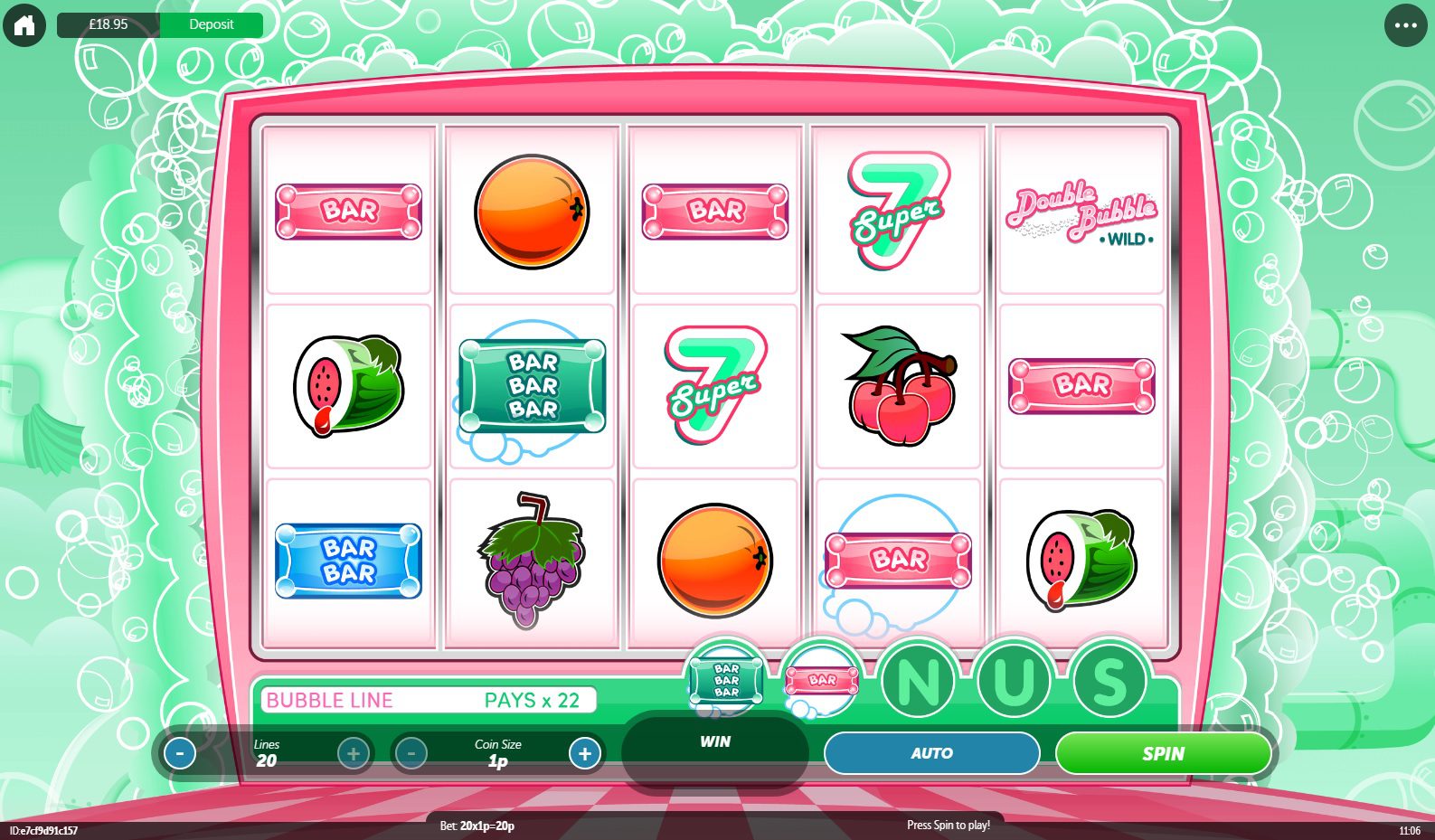A screen shot shows a casino game.
